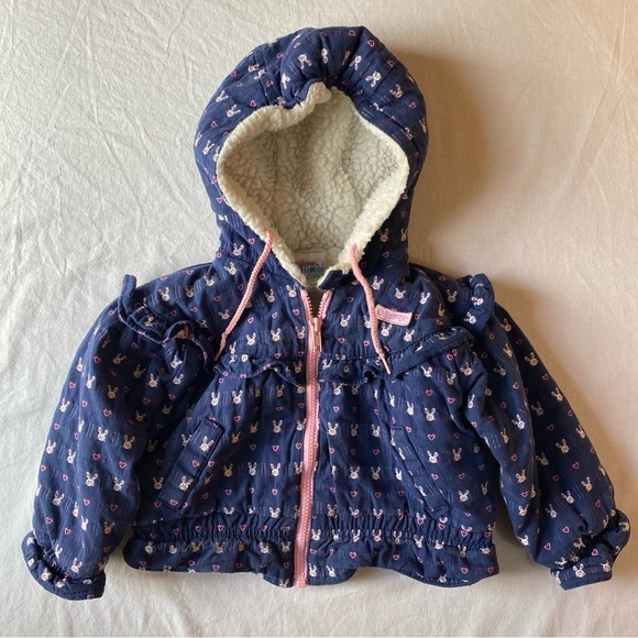 OshKosh B'gosh Other - Vintage 90s OshKosh B'gosh Girls Blue Jacket 24 Months - Bunny Hearts